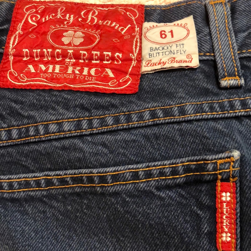 Vintage USA Made Lucky Brand altered 61 Baggy Fit Button Fly 100% Cotton Jeans